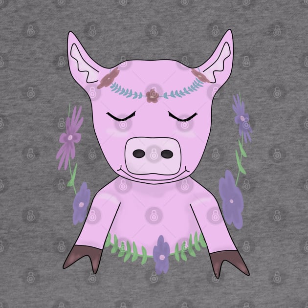 Cute pig with flowers by Antiope